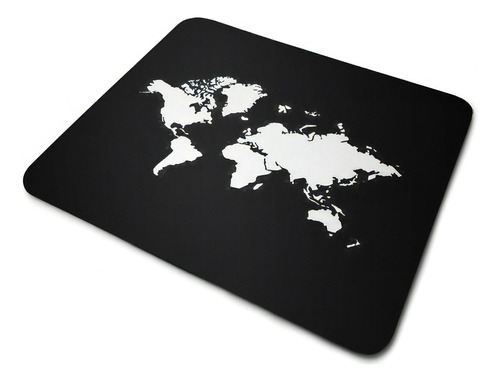 Mouse Pad Quadrado Antiderrapante Mapa Mundo Preto Cor Estampado Desenho impresso Estampado
