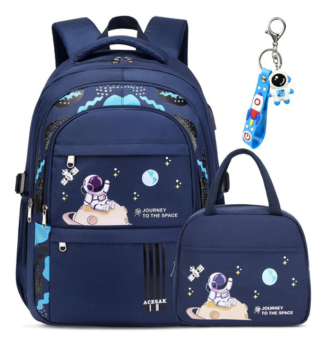 Mochila Escolar Acesak Para Niños Y Adolescentes - Azul