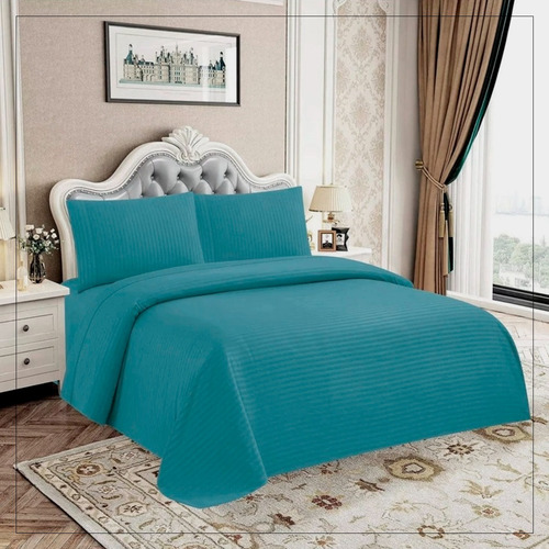 Juego De Sabanas Para Cama Queen Size Azul Petróleo Liso