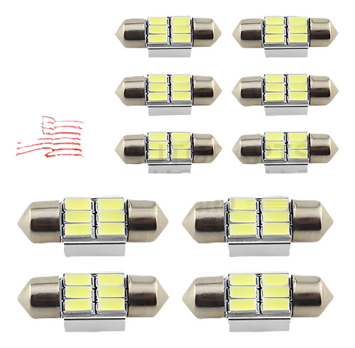 10pcs Blanco 31mm 6smd Festoon Cúpula Mapa Interior Luz Bomb