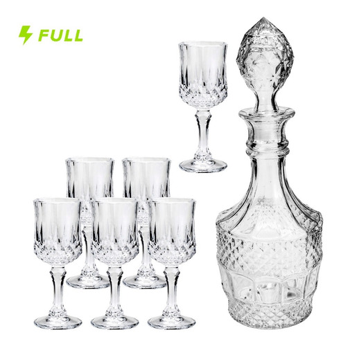 Imagem 2 de 10 de Conjunto Para Licor Garrafa 1l + 6 Taças 60ml Diamante Lyor