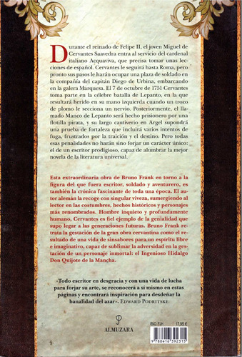 Un Hombre Llamado Cervantes, De Frank, Bruno. Serie Novela Histórica Editorial Almuzara, Tapa Blanda En Español, 2022