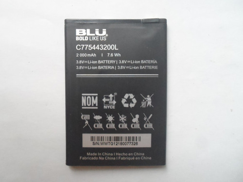 Bateria Blu C775443200l 2000mah 7.6wh 3.8v Li-ion Usada