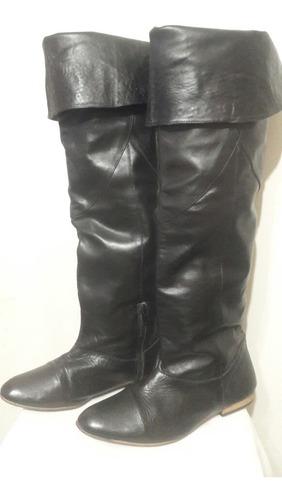 Botas Bucaneras De Cuero Negro 39
