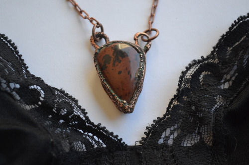 Collar De Obsidiana Caoba, Joya De Piedra Preciosa, Cod1