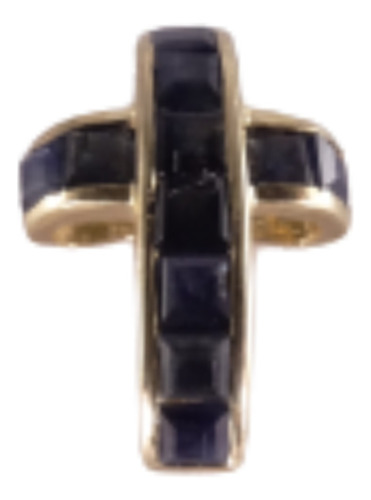 Cruz Oro 18 K. Zafiros Azules Sobrio Diseño Mujer Garantía