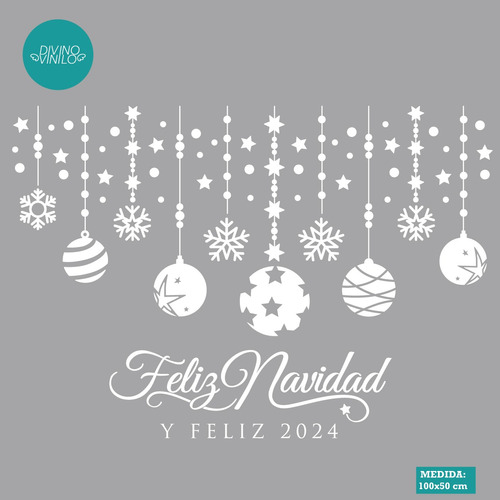 Vinilo Guirnalda Navidad Vidriera 1 M De Ancho