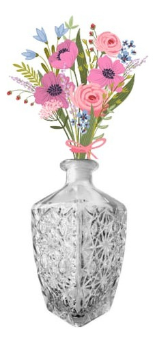 12 Floreros Cristal Jarrón Decorativo Hogar Fiesta Diamante Diamante Labrado Rayas