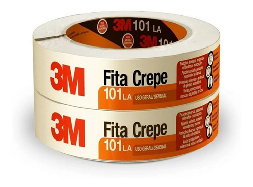 Fita Crepe Com 2 Rolos Para Uso Geral 48mm X 50m 3m 