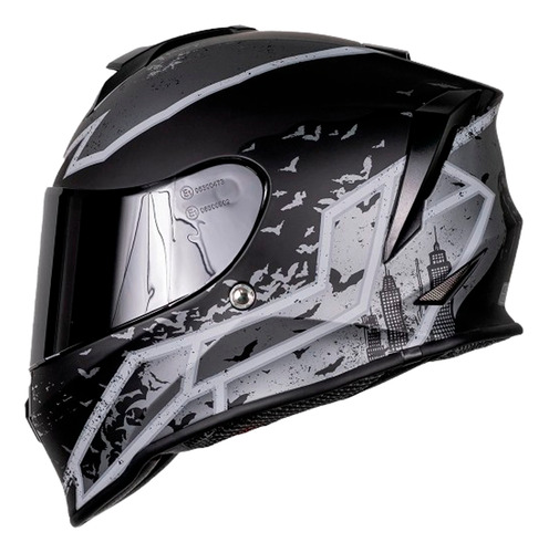 Casco Motocicleta Kov Kroon Batman Integral Certificado Ece Negro Solido L