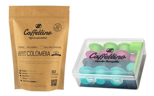Imagen 1 de 9 de 12 Cápsulas Nespresso Recargable Caffettino + ¼café Colombia