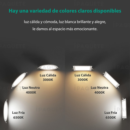 Imagen 5 de 10 de Panel Led Plafon Techo Embutir 12w Cuadrado Redondo Aplique