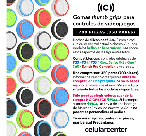 700 Gomas Fosforescente Para Ps5 Ps4 Xbox Joystick Silicón