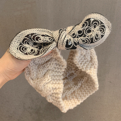 Diadema Con Lazo Lana Tejida Coreano Sombreros Moda