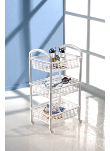 Carrito De Almacenamiento Italhome Multiusos De 3 Cestas Blanco