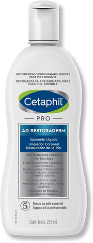 Sabonete líquido corpo e rosto sem fragrância Cetaphil Restoraderm frasco 295mL