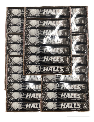 Pastillas Negras Extra Strong 96pz 9 Caramelos C/u Halls 