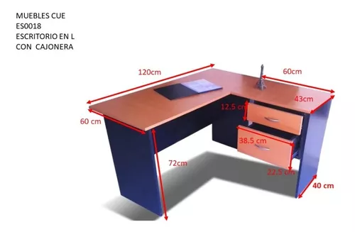 Escritorio Home Office 120 cm 2 Cajones del mismo lado