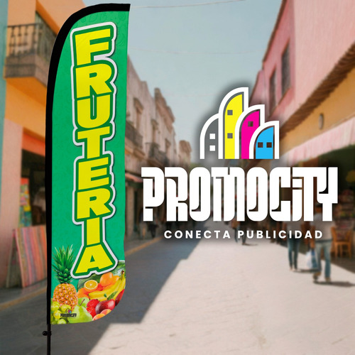 Bandera Publicitaria Promocity Frutería Verde 4x1 Completa Fruteria Verde