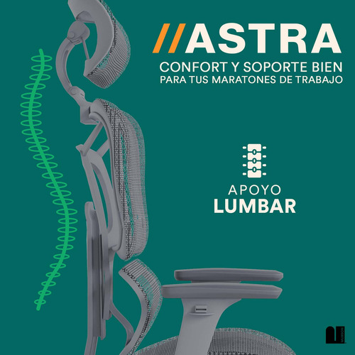 Silla Oficina Ultra Ergonómica Reclinable C Soporte Lumbar Color Gris Material del tapizado Tela