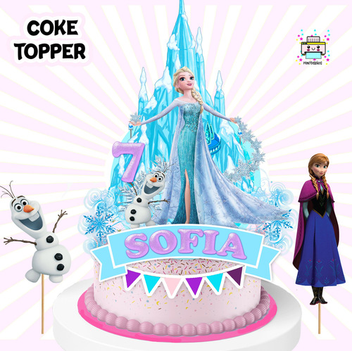 Cake Topper Kit Imprimible Adorno Torta Frozen M1