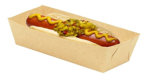 Charola Reciclable Para Hotdog, Alitas, Papa  17x7x4cm 100pz