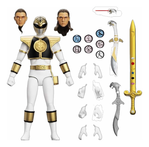 Power Ranger Blanco Mighty Morphin Super 7 Ultimates Nuevo
