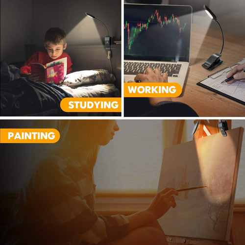 Luz Del Libro Recargable 7 Led,de Intensidad Regulable Luz