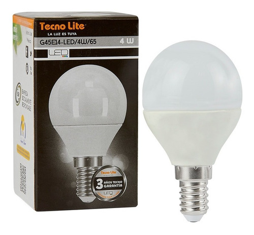 Imagen 2 de 5 de Bombillo Led Tipo Globo, 4 W, Luz Día, Base E14