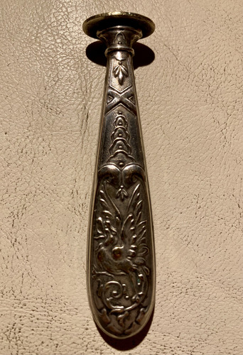 Mango Porta Sello Para Lacre Francés Metal Labrado Vintage !