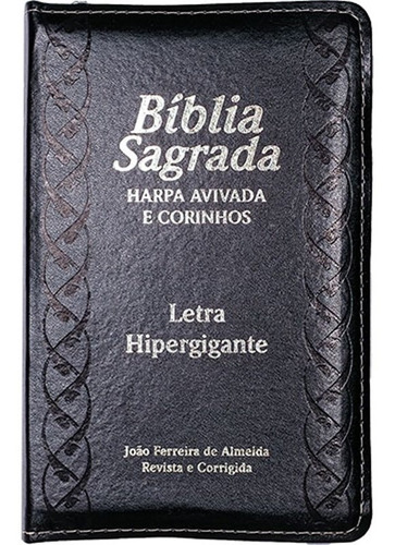 Bíblia Letra Hipergigante | Capa Pu Zíper Com Índice | Preta