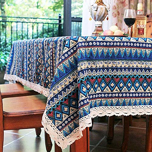 Mantel De Algodón Floral Con Encaje Para Cena Y Picnic