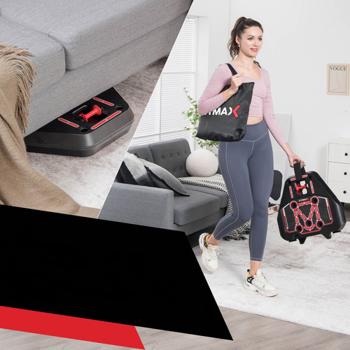 Gimnasio En Casa Gymax Con Tabla Para Flexiones Con Bolsa Estructura Negro/rojo Tapizado Negro