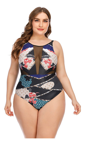 Traje De Baño De Mujer Talla Grande Estampado Encaje Bikini