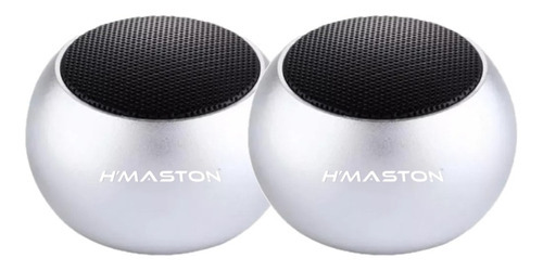 2 Caixas De Som Amplificada Bluetooth Tws Metal Mini Speaker Cor Prata