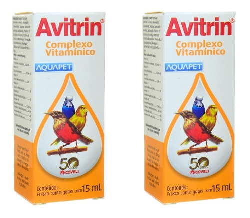 Complexo Vitamínico Para Pássaros 15ml Avitrin Kit 2 Unid.