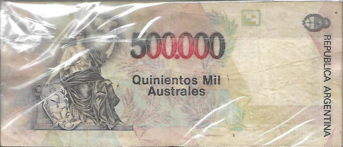 Billete $500000 Australes Lote X 100 Unidades Mb Palermo (Usado)