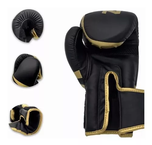 Guantes De Box Para Kickboxing,strap Velcro Dorado 12 Oz