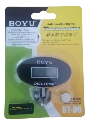 Termómetro Digital Boyu Con Display Lcd Sumergible Acuario