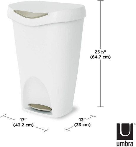 Imagen 2 de 7 de Tacho Papelera Contenedor Basura Tapa Pedal Brim 50l Umbra