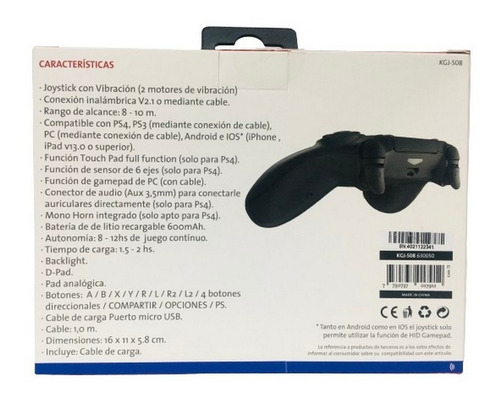 Imagen 2 de 5 de Joystick Inalambrico Con Vibracion Ps4 Kolke Ar1 508 Ellobo