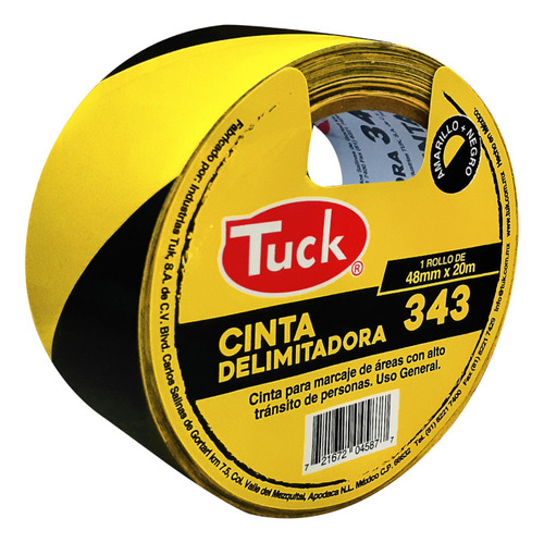 Cinta Adhesiva Delimitadora Piso Amarilla Negro Tuk 20m 48mm