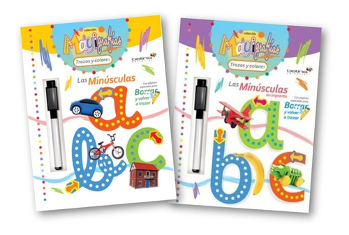 * 2 Libros Pizarra C/ Marcador * Minuscula Cursiva Imprenta