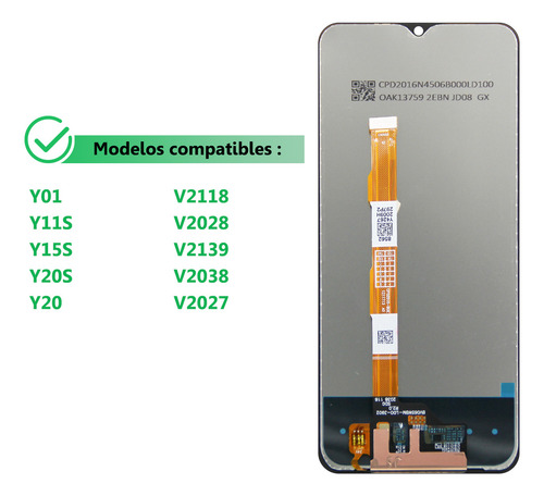 Okbichi Pantalla Para Vivo Y11s/y20s/y20/y12s V2028, V2029, V2029_pk, V2026, V2033, V2042