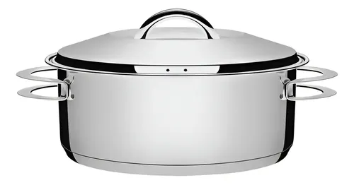 Caçarola Solar Rasa em Aço Inox Fundo Triplo com Tampa e Alças 20 cm 2,9 L Prata Tramontina