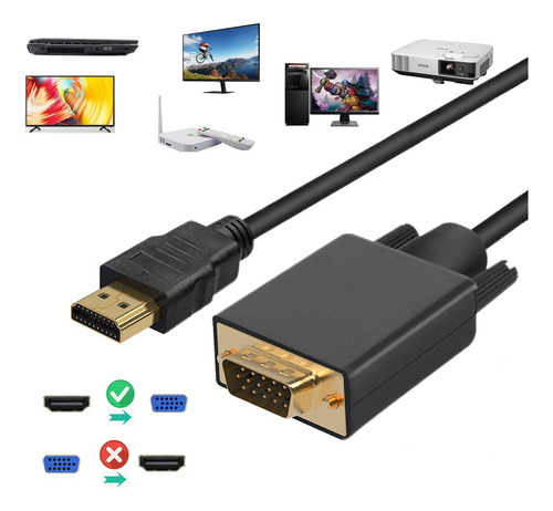 Cable Adaptador Convertidor Macho A Macho Hdmi A Vga/dvi Tv