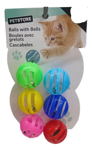 Paquete De 6 Bolas Pequenas Con Cascabel Juguete Para Gato