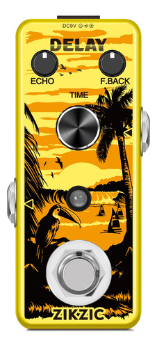 Pedal Rowin Eco Delay Guitarra Voz Sax Violão Cor Amarelo Laranja Preto