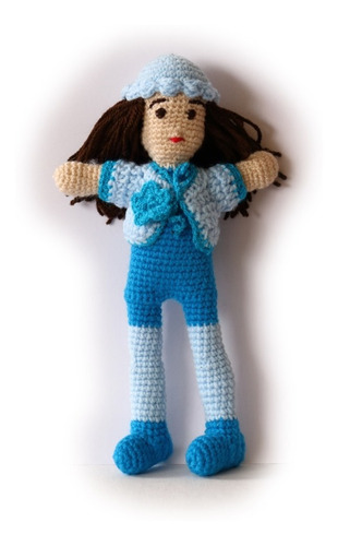 Muñeca Tejida  A Mano A Crochet (azul Medio)