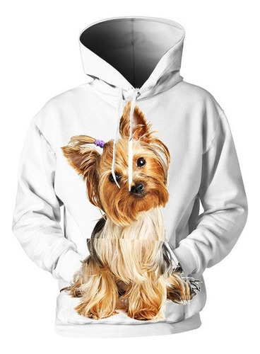 Casual 3d Sudadera Con Capucha Cachorro Impresión Yorkshire